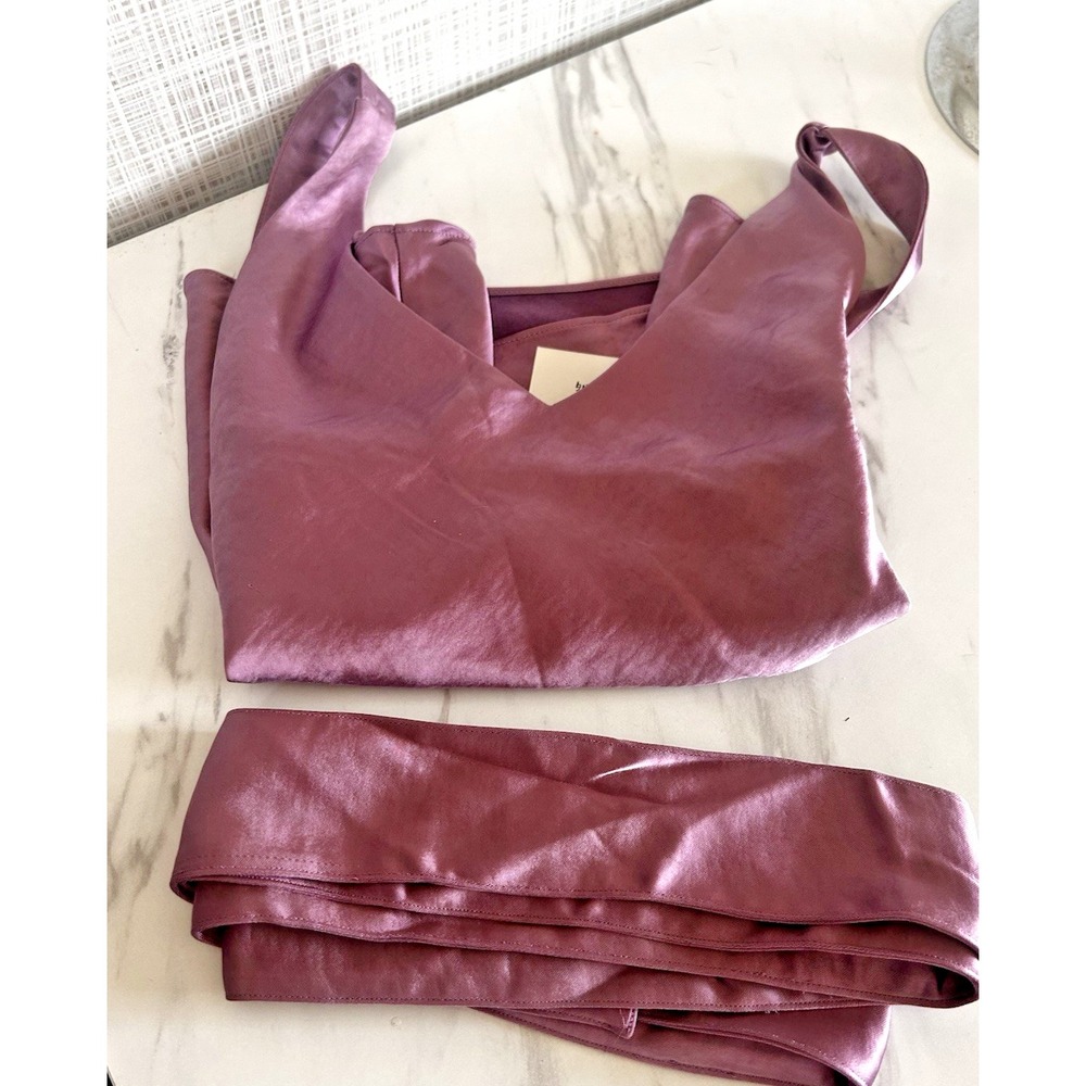 Wildfang The Empower Satin Cami Tank Large W/ Neck Tie Belt Mauve Adj Straps EEE - Picture 9 of 9
